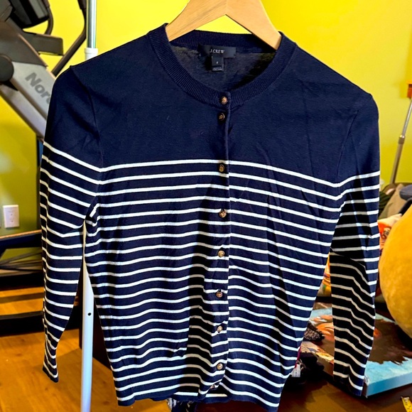 J. Crew Navy and White Striped Sweater - Picture 1 of 5